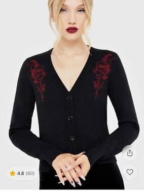 •••ISO-Size L/XL•••Killstar Morbid Matilda Cardigan Floral Cardigan Black & Red